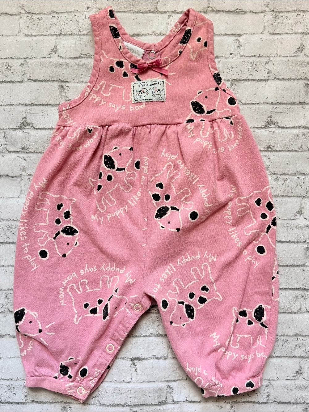 Vintage Carter's Pink Puppy Print Romper